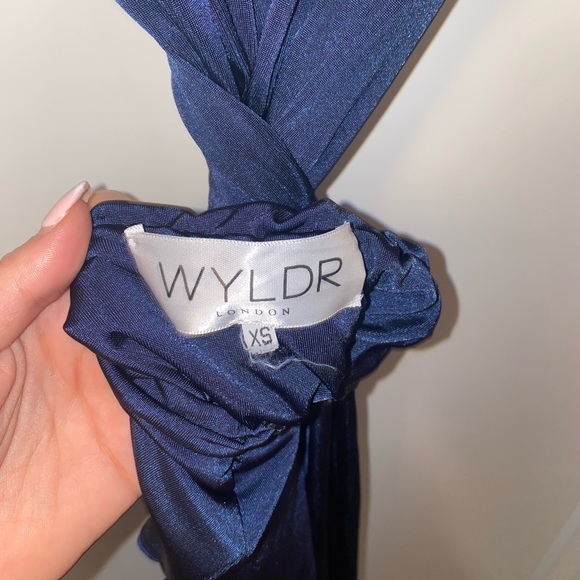 Beautiful navy blue satin bodysuit, tie up - Picture 4 of 4